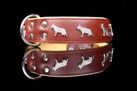 Leren halsband - Duitse Herder - Bruin/Naturel - 60-73 cm x 50 mm