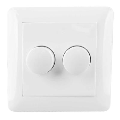 HOFTRONIC™ Dubbele dimmerknop incl. centraalplaat en raamwerk - Wit - Geschikt voor art. 843037
