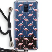 Flamingoprint groen: Samsung Galaxy A6 (2018) Transparant Hoesje met koord