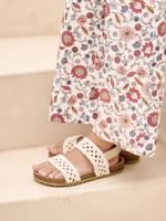 Kindersandalen met klittenband en gehaakt effect beige