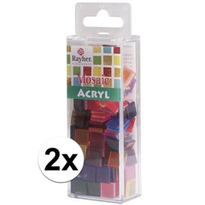 Mozaiek steentjes/tegeltjes - 410x stuks - kleuren mix - 1 x 1 cm - Mozaieken maken - Kunststof