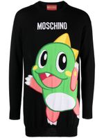 Moschino cartoon-embroidered fine-knit mini dress - Noir - thumbnail