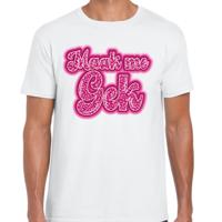 Verkleed T-shirt heren - maak me gek - wit - roze panter look letters - fout/goud/stout