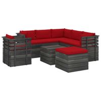 vidaXL 8-delige Loungeset met kussens pallet massief grenenhout - thumbnail