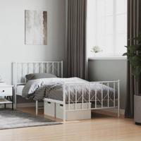 Bedframe met hoofd- en voeteneinde metaal wit 100x190 cm Bedframe met hoofd- en voeteneinde metaal wit 100x190 cm