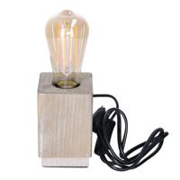 Tafellamp Hout - grijsbruin - hout - IP20 schakelaar - 8 x 8 x 12 cm - inclusief LED Retro