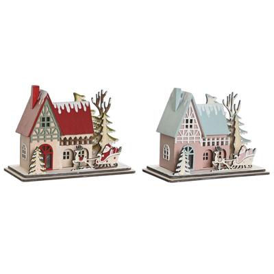 Kerstversiering DKD Home Decor Rood Licht Roze 23,5 x 11 x 20,5 cm (2 Stuks)