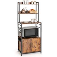 4-Laags Keuken Bakkersrek met Opbergkast & Hok Industriële Magnetron Standaard Bruin