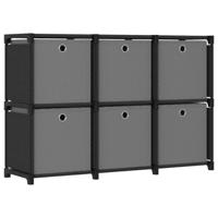 Kast met 6 vakken met boxen 103x30x72,5 cm stof zwart
