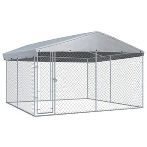 VidaXL Hondenkennel voor buiten met dak 382x382x225 cm