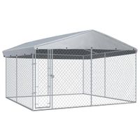 VidaXL Hondenkennel voor buiten met dak 382x382x225 cm - thumbnail