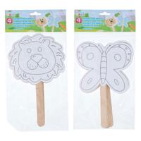 Decoratie Maskers met Houten Handvat, 4st.