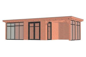 Buitenverblijf Florence 940x425 cm - Plat dak - Combinatie 1- Plat dak- Onbehandeld lariks Douglas hout- Trendhout