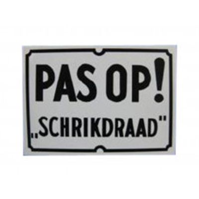 BORD PLAST. PAS OP SCHRIKDRAAD