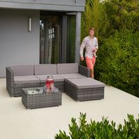tectake - wicker tuinset loungeset- Florenz - zwart/grijs - 404325 - thumbnail