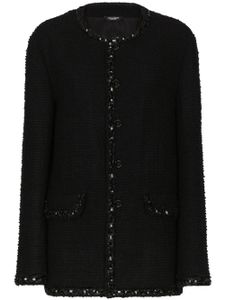 Dolce & Gabbana veste en tweed à ornements en cristal - Noir