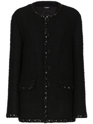 Dolce & Gabbana veste en tweed à ornements en cristal - Noir