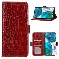 Crocodile Series Motorola Moto E22/E22i Wallet Leren Hoesje met RFID - Rood