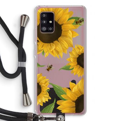 Sunflower and bees: Samsung Galaxy A51 5G Transparant Hoesje met koord