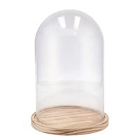 DK Design Decoratie stolp - glas - houten bruin plateau - D17 x H25 cm - Decoratieve stolpen - thumbnail