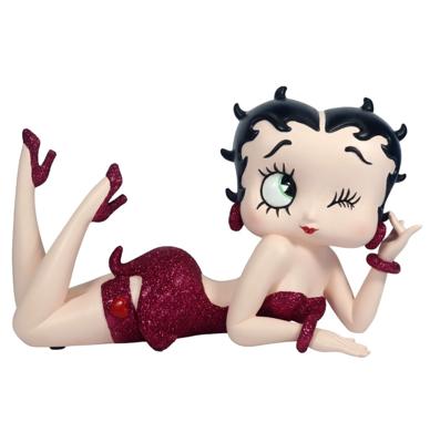 Betty Boop Liggend in Fuchsia Glitterjurkje 20,5 cm Breed Betty Boop Liggend in Fuchsia Glitterjurkje 20,5 cm Breed