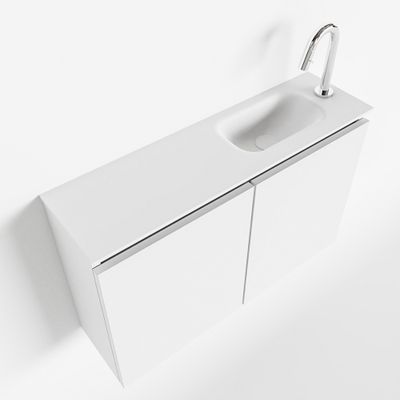Toiletmeubel Mondiaz Ture | 80 cm | Meubelkleur Talc | Eden wastafel Talc Rechts | 1 kraangat