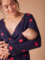 Zwangerschapspakket "Mon coeur" Zwangerschapsnachthemd + babyromper + etui ENVIE DE FRAISE marineblauw