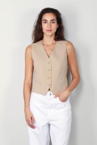 Max Mara gilet Bruin , Creme maat L Linnen 2425916011600