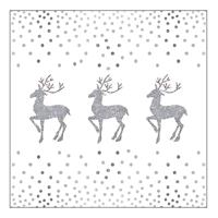 Ambiente Kerstservetten - zilver/wit - rendier - 33 x 33 cm - 3 laags Ambiente Kerstservetten - zilver/wit - rendier - 33 x 33 cm - 3 laags