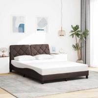 Bedframe zonder matras stof donkerbruin 140x190 cm