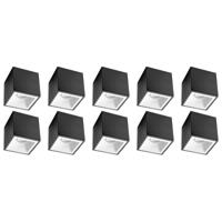 Vierkante Opbouwspot 10-Pack - GU10 Fitting - Mat Zwart/Wit - Ø90mm