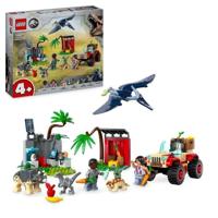 LEGO 76963 Jurassic World Baby-dinosaurus reddingscentrum, speelgoed met figuren van Triceratops en Velociraptor