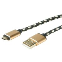 ROLINE 11.02.8819 USB-kabel 0,8 m USB 2.0 USB C Micro-USB B Zwart, Goud - thumbnail