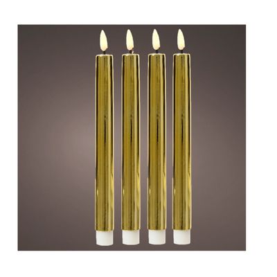 Led dinerkaarsen - 4x st - goud - 24,5 cm - warm wit
