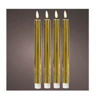 Led dinerkaarsen - 4x st - goud - 24,5 cm - warm wit - thumbnail