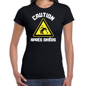 Apres ski t-shirt voor dames - apres ski waarschuwing - zwart - winter outfit