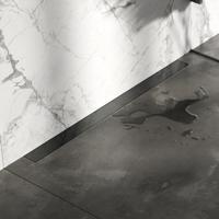 Douchegoot Brauer Geborsteld Gunmetal Muur Montage Inclusief Vloerflens 90x7 cm Zero Tegelinlegrooster Omkeerbaar