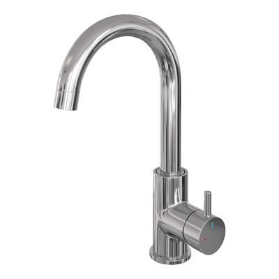 Wastafelmengkraan Brauer Chrome Edition Coldstart Opbouw Hoog Gebogen Korte Ronde Hendel Chroom