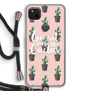 Cactus quote: Pixel 4a Transparant Hoesje met koord