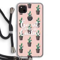 Cactus quote: Pixel 4a Transparant Hoesje met koord
