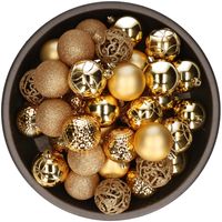 37x stuks kunststof kerstballen goud 6 cm glans/mat/glitter mix