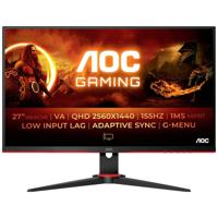 AOC Q27G2E/BK Gaming monitor Energielabel F (A - G) 68.6 cm (27 inch) 2560 x 1440 Pixel 16:9 1 ms Hoofdtelefoon (3.5 mm jackplug), DisplayPort, HDMI VA LCD