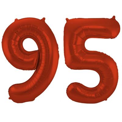 Folat Verjaardag Leeftijd folieballon - 95 jaar - rood - 86 cm - cijferballon groot