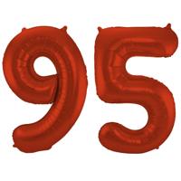 Folat Verjaardag Leeftijd folieballon - 95 jaar - rood - 86 cm - cijferballon groot