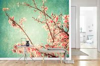 Vlies fotobehang Cherry blossom vintage - thumbnail