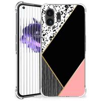 Nothing Phone (2) Shockproof Case Zwart Roze Vormen Nothing Phone (2) Shockproof Case Zwart Roze Vormen
