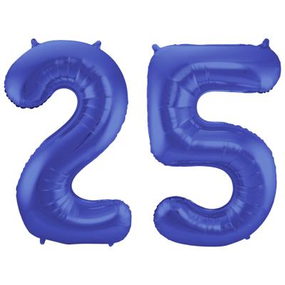 Folat Verjaardag Leeftijd folieballon - 25 jaar - blauw - 86 cm - cijferballon groot