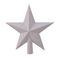 1x Glitter piek in stervorm parelmoer wit 19 cm kunststof/plastic   -