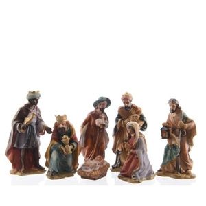 7 kerststal beeldjes van polystone 9 cm   -