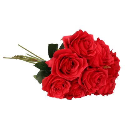 Kunstbloem roos Simone - 8x - rood - 45 cm - decoratie bloemen